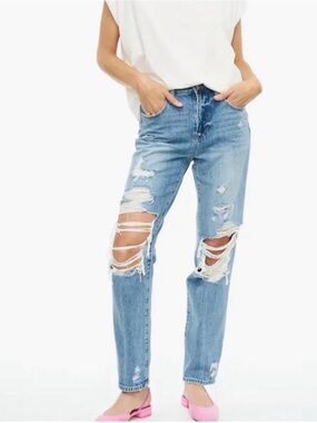 Pistola Presley High Rise Straight Leg Jeans Distressed Denim Y2K Grunge Goth 27